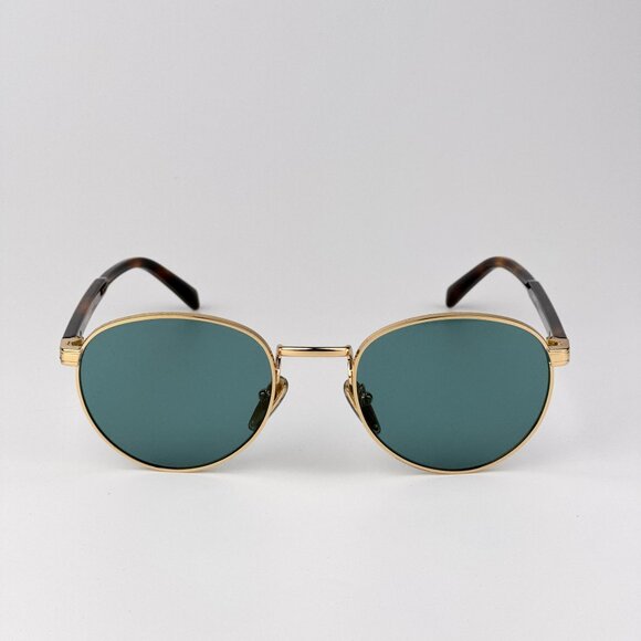 Prada PRB51S Sunglasses – Gold Round Frame with Lago Lenses | Model 5AK40K - Picture 1 of 11